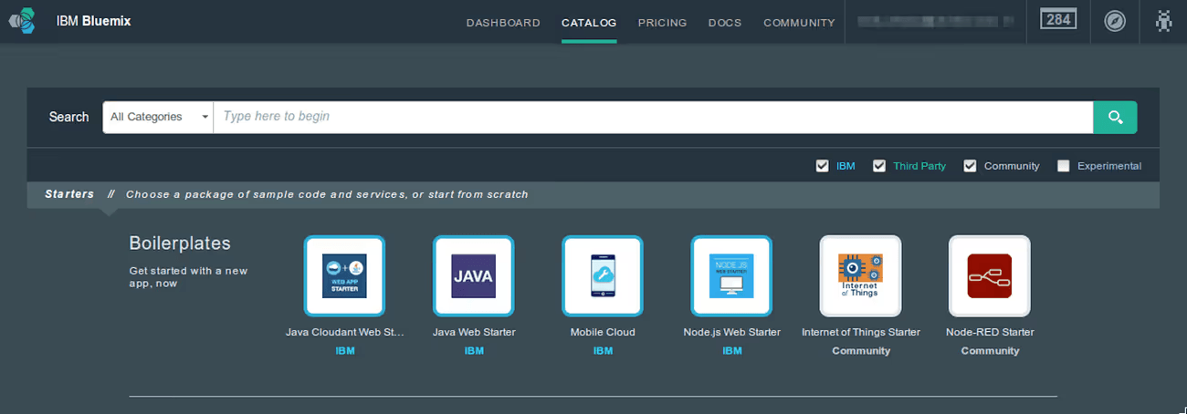 Node-RED featured as a flagship starter app on IBM Bluemix in 2014